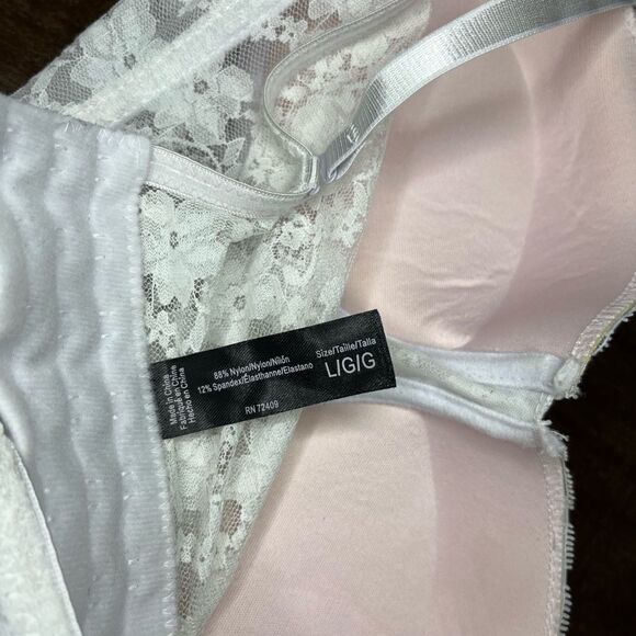 Rene Rofe white lace long flowy push up bralette sz large - Picture 3 of 3